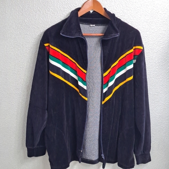 Vintage Blue Velvet Mock Neck Track Jacket Size XXXL - Picture 5 of 10